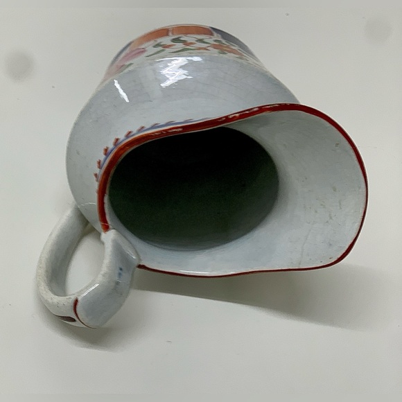 19th Century Antique Gaudy Dutch Double Rose Pattern Hand Painted Creamer Jug - Picture 12 of 16